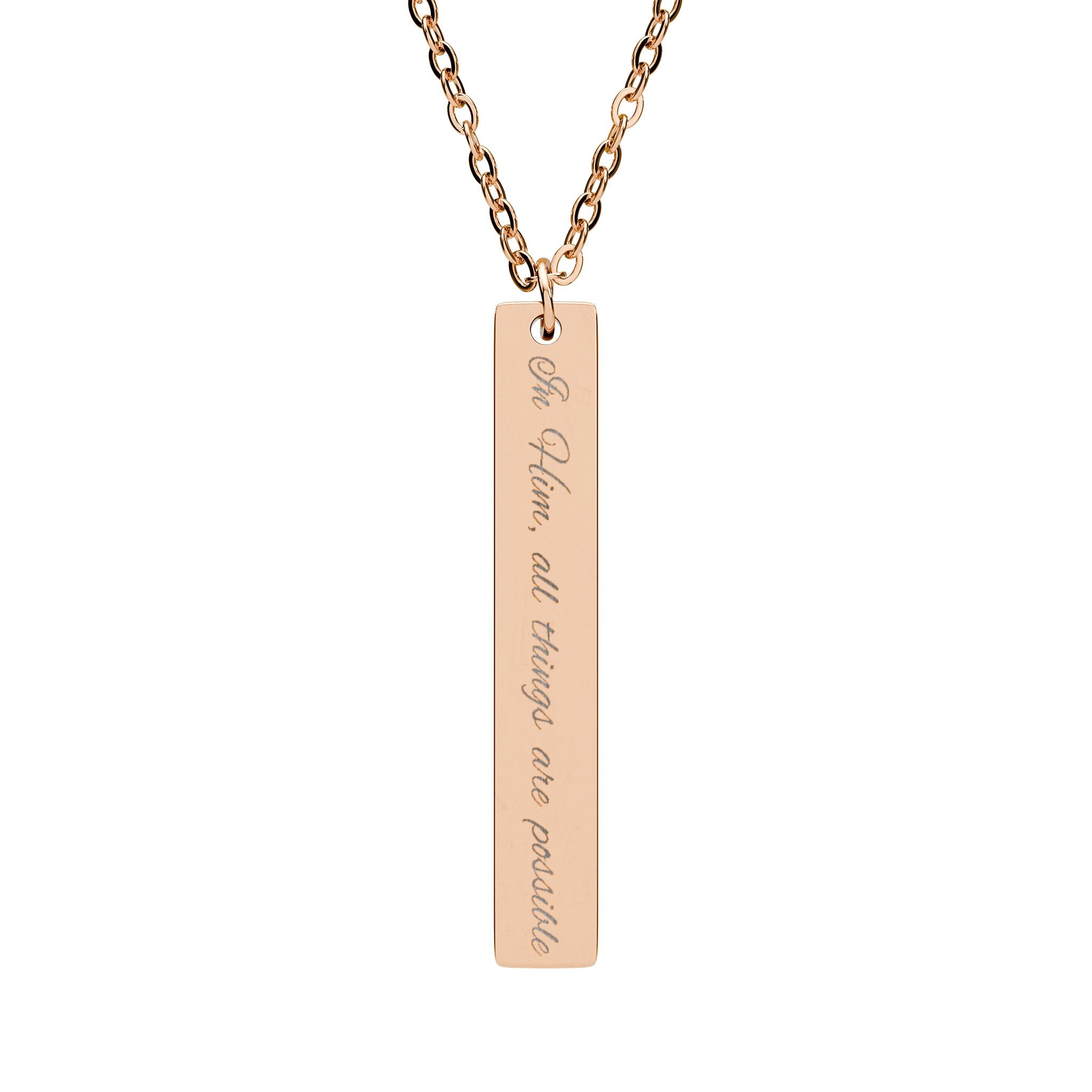 Engraved Vertical Bar Necklace