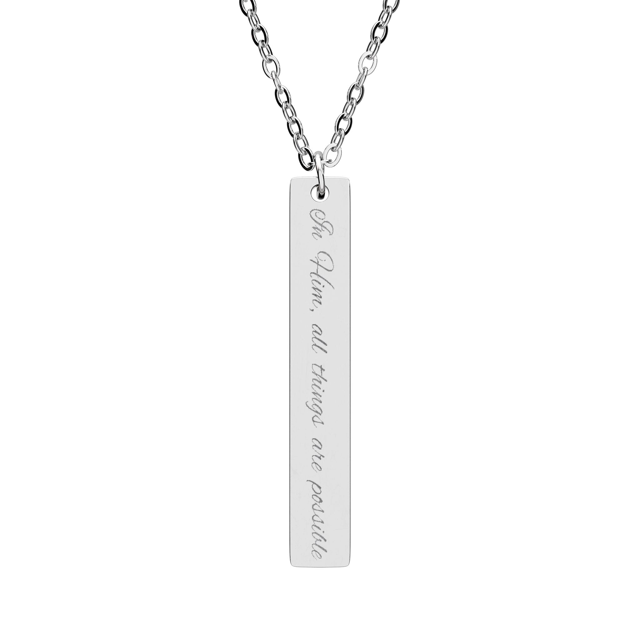 Engraved Vertical Bar Necklace