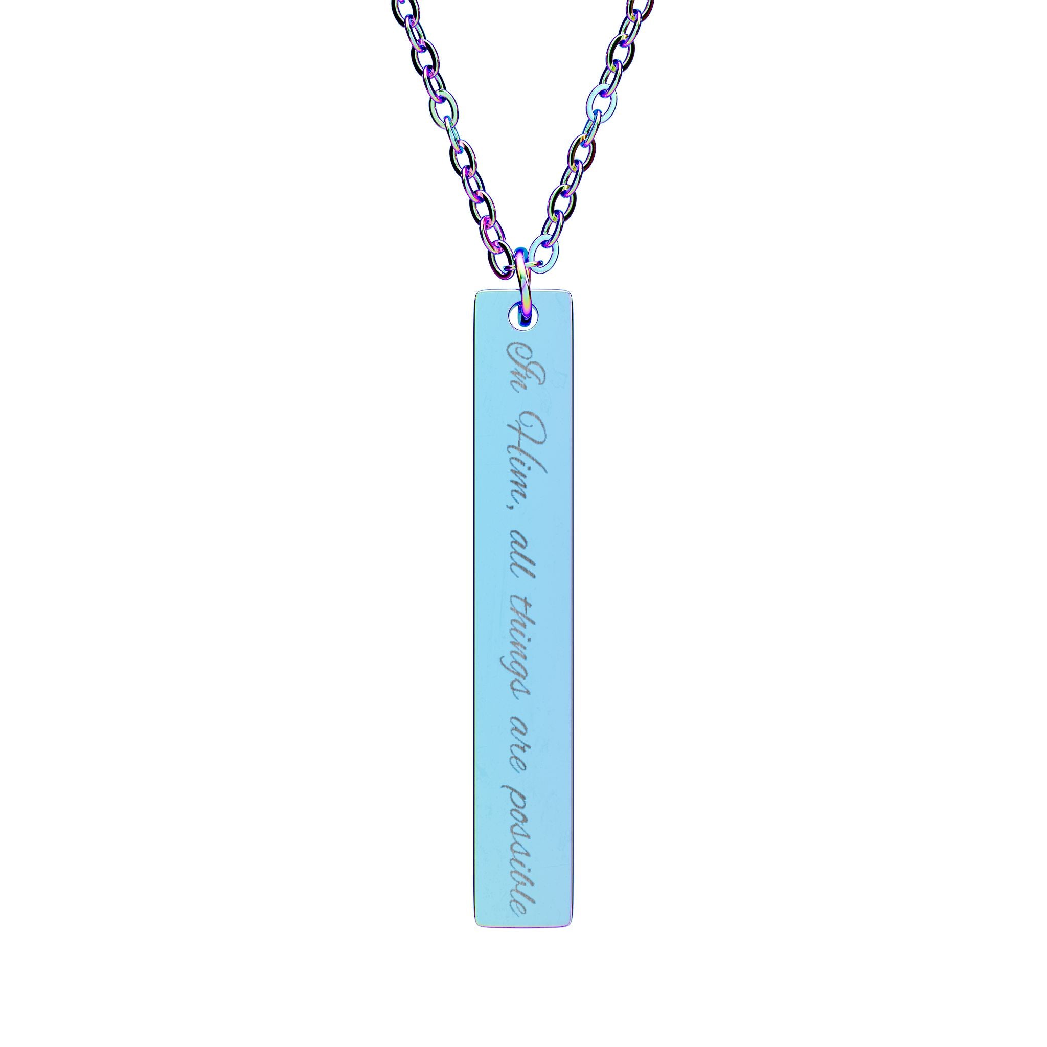 Engraved Vertical Bar Necklace