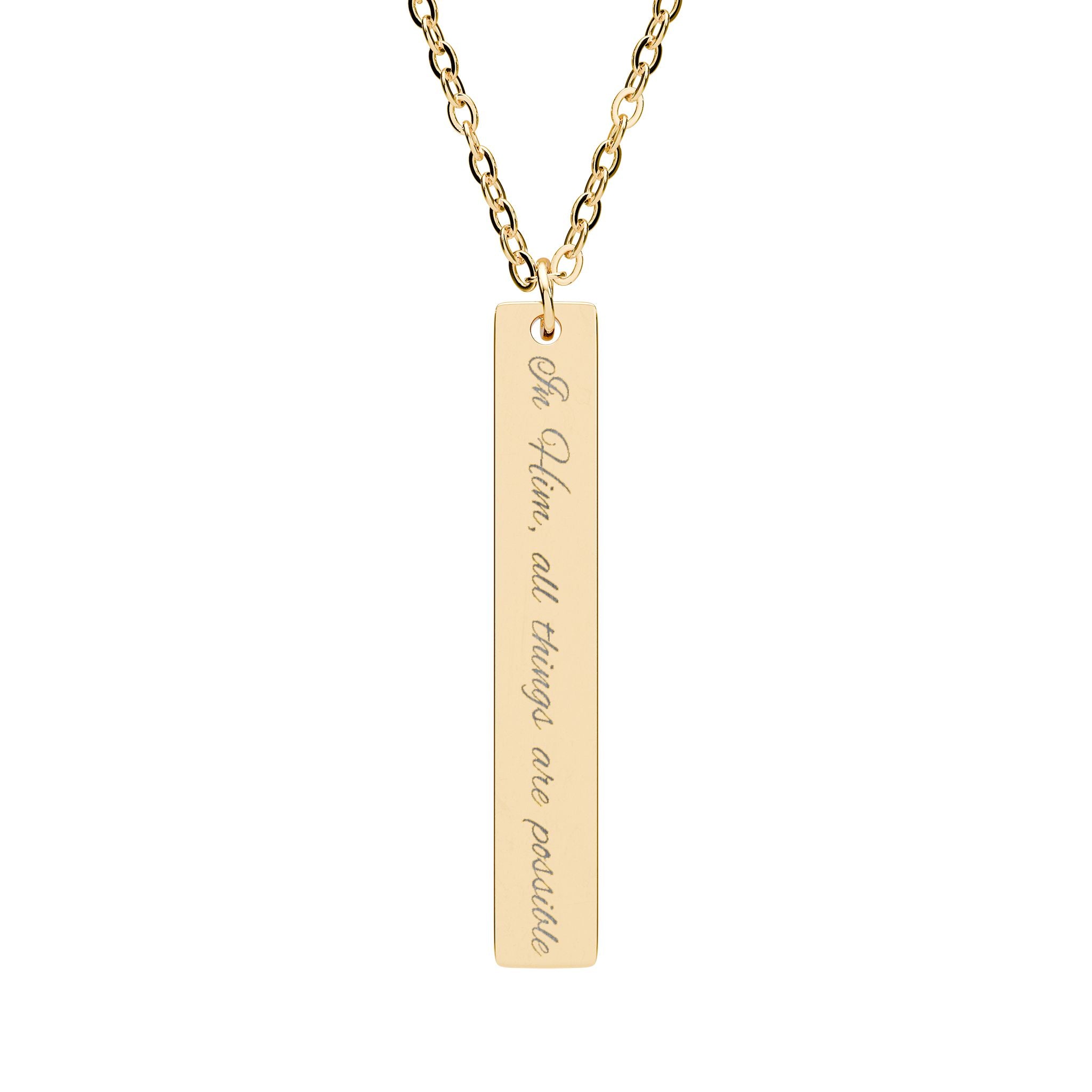 Engraved Vertical Bar Necklace
